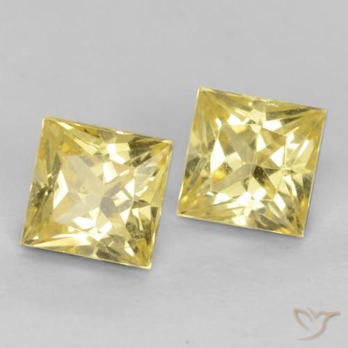 Gemme di Zaffiro Giallo medio-chiaro naturale da 0.68 ct, Quadrato, VVS-VS