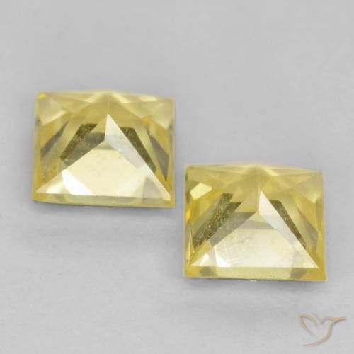 Gemme di Zaffiro Giallo medio-chiaro naturale da 0.68 ct, Quadrato, VVS-VS