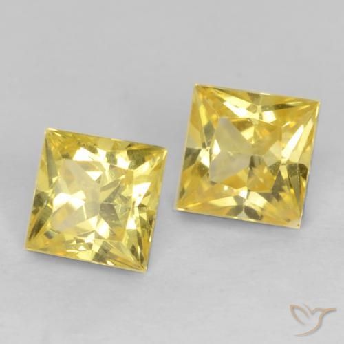 Gemme di Zaffiro Giallo medio naturale da 0.61 ct, Quadrato, VVS-VS
