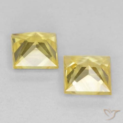Gemme di Zaffiro Giallo medio naturale da 0.61 ct, Quadrato, VVS-VS
