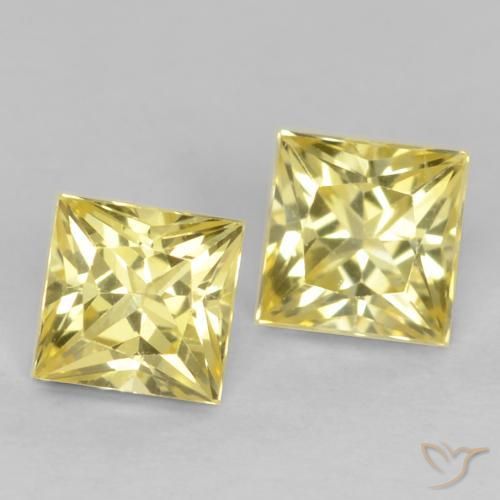 Gemme di Zaffiro Giallo Toscana naturale da 0.70 ct, Quadrato, VVS-VS