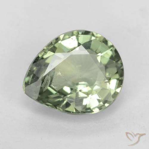 0.79ct Naturale Medium Light Green Zaffiro, Forma a pera, VS