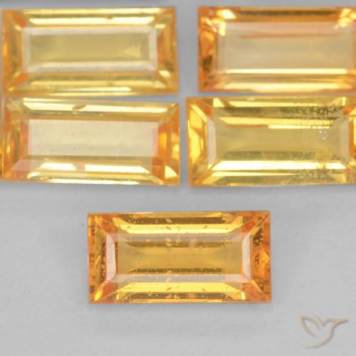 0.44ct Naturale Arancio-Oro Zaffiro, Taglio a baguette, VS