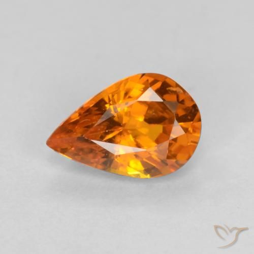 0.54ct Naturale Arancione scuro Zaffiro, Forma a pera, VS