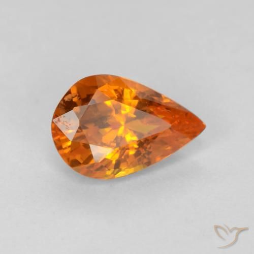 Zaffiro Arancione scuro naturale da 0.54 ct, Forma a pera, VS
