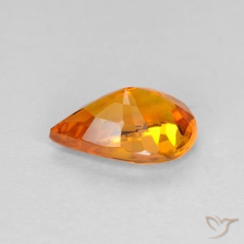Zaffiro Arancione scuro naturale da 0.54 ct, Forma a pera, VS