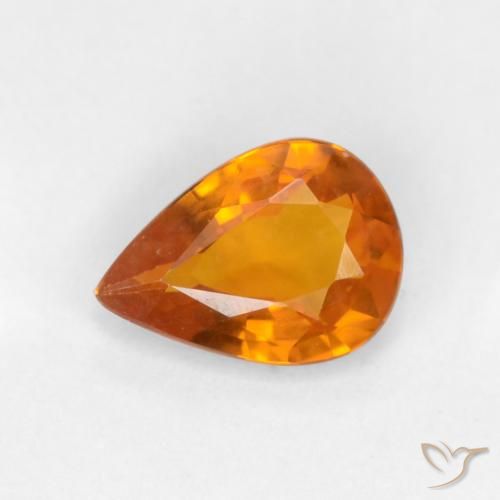 0.55ct Naturale Arancione scuro Zaffiro, Forma a pera, VVS-VS