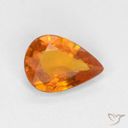 Zaffiro Arancione scuro naturale da 0.55 ct, Forma a pera, VVS-VS