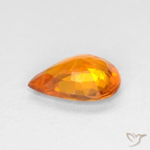Zaffiro Arancione scuro naturale da 0.55 ct, Forma a pera, VVS-VS