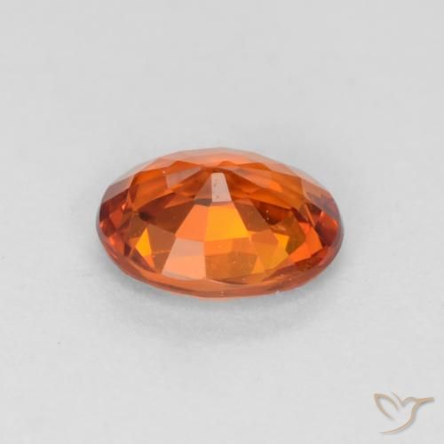 Zaffiro Arancione scuro naturale da 0.58 ct, Ovale, VVS-VS