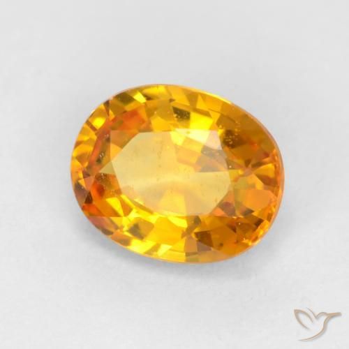 Zaffiro Arancio intenso-OroG naturale da 0.59 ct, Ovale, VVS-VS