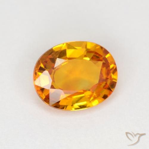 Zaffiro Arancio Medio naturale da 0.72 ct, Ovale, VVS-VS