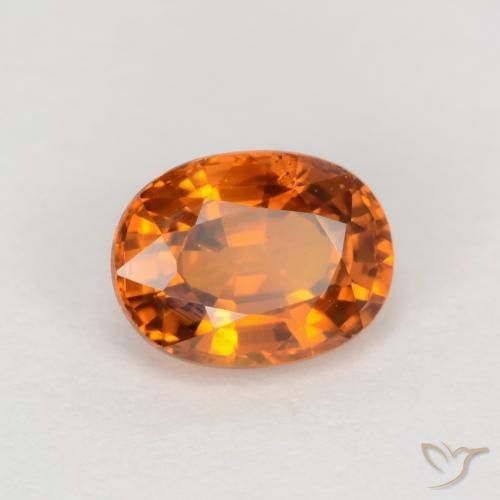 Zaffiro Arancio medio-scuro naturale da 0.72 ct, Ovale, VVS-VS