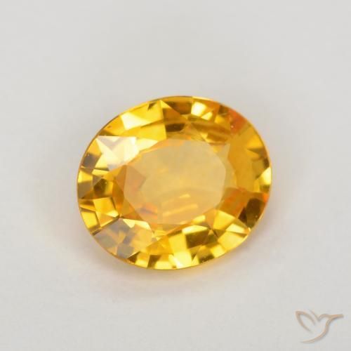 Zaffiro Oro medio naturale da 0.64 ct, Ovale, VVS-VS