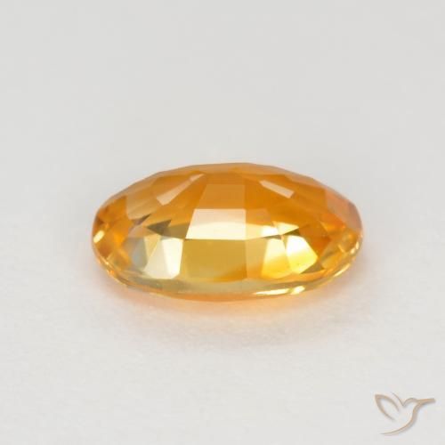 Zaffiro Arancio intenso-OroG naturale da 0.72 ct, Ovale, VVS-VS