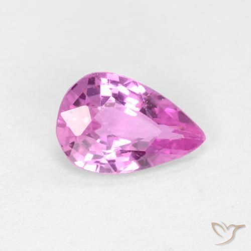 Zaffiro Viola rosato intenso naturale da 0.46 ct, Forma a pera, VVS-VS