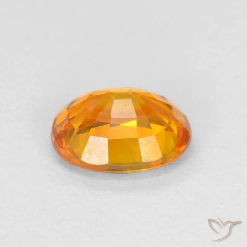 Zaffiro Arancio Scuro-Oro naturale da 0.72 ct, Ovale, VVS-VS