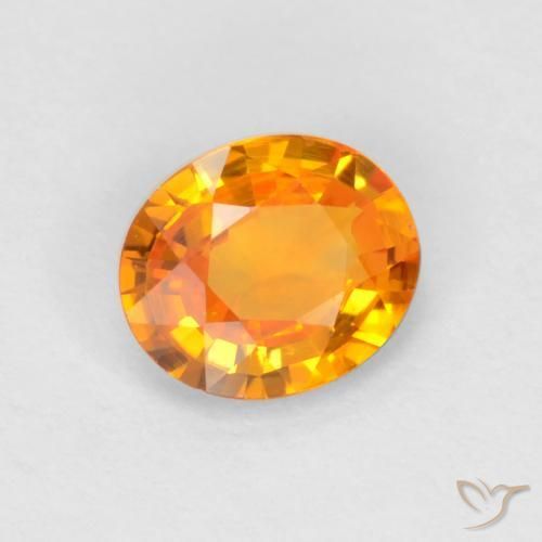 Zaffiro Arancione scuro naturale da 0.49 ct, Ovale, VVS-VS