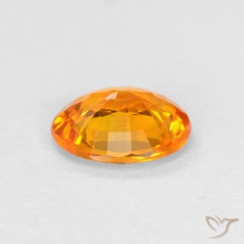 Zaffiro Arancione scuro naturale da 0.49 ct, Ovale, VVS-VS