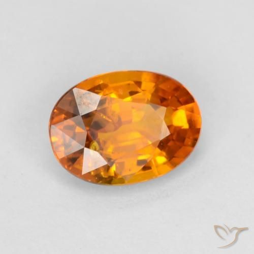 Zaffiro Arancione brillante naturale da 0.70 ct, Ovale, VS