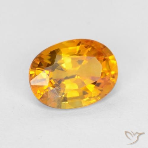 Zaffiro Arancione brillante naturale da 0.78 ct, Ovale, VS