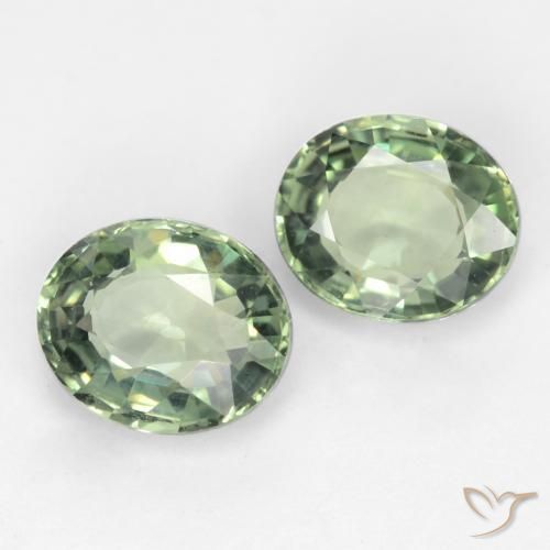 Gemme di Zaffiro Medium Light Green naturale da 1.58 ct, Ovale, VVS-VS