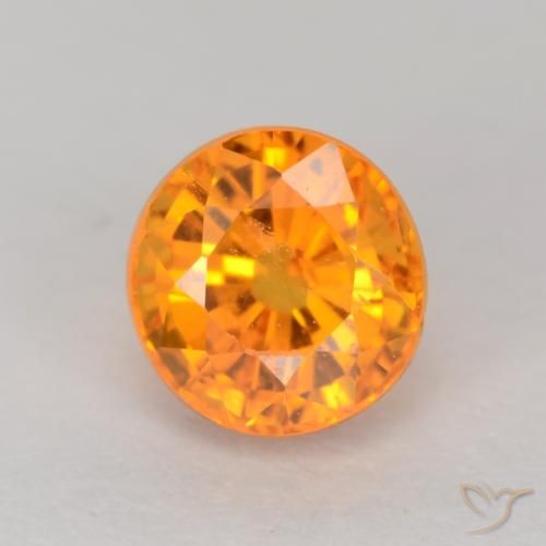 Zaffiro Arancio Medio naturale da 0.67 ct, Taglio rotondo, VS