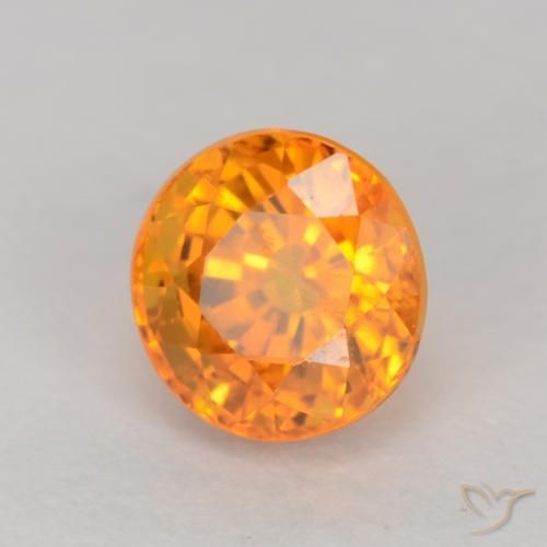 Zaffiro Arancio Medio naturale da 0.67 ct, Taglio rotondo, VS
