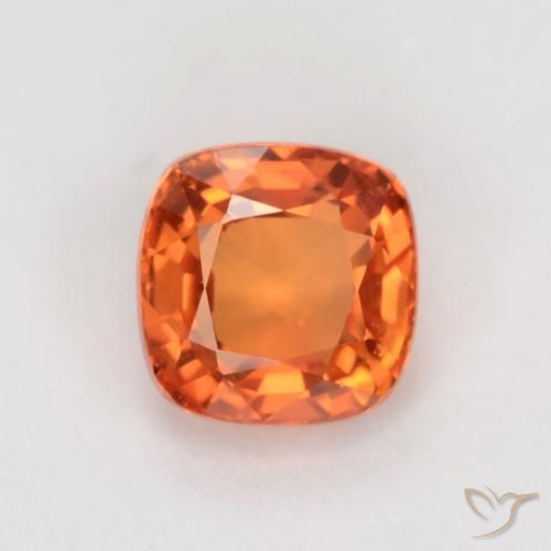 0.50ct Naturale Arancione brillante Zaffiro, Cuscino, VS