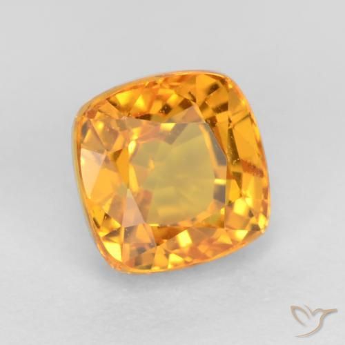 Zaffiro Arancio intenso-OroG naturale da 0.77 ct, Cuscino, VS