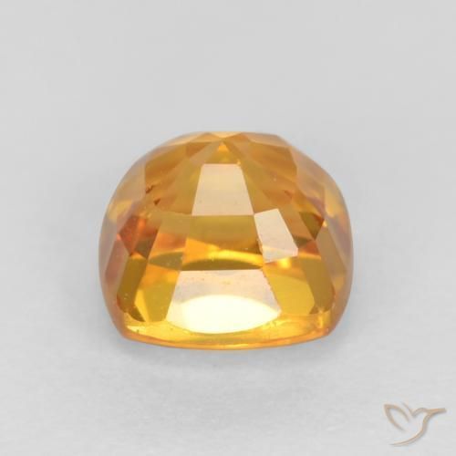 Zaffiro Arancio intenso-OroG naturale da 0.77 ct, Cuscino, VS