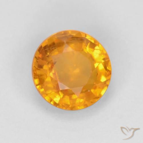 Zaffiro Arancio Scuro-Oro naturale da 0.60 ct, Rotondo, VS