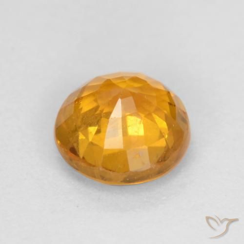 Zaffiro Arancio Scuro-Oro naturale da 0.60 ct, Rotondo, VS