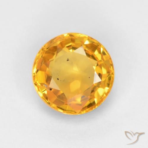 0.55ct Naturale Arancio Dorato Profondo Zaffiro, Rotondo, VS-SI