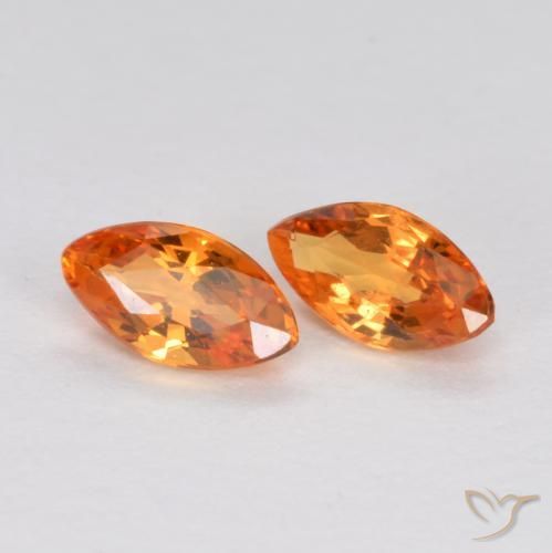 Gemme di Zaffiro Arancio Medio naturale da 0.41 ct, Taglio marquise, VS