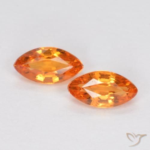 Gemme di Zaffiro Arancio Medio naturale da 0.37 ct, Taglio marquise, VS