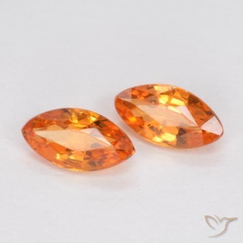 Gemme di Zaffiro Arancio Medio naturale da 0.37 ct, Taglio marquise, VS