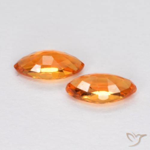 Gemme di Zaffiro Arancio Medio naturale da 0.37 ct, Taglio marquise, VS