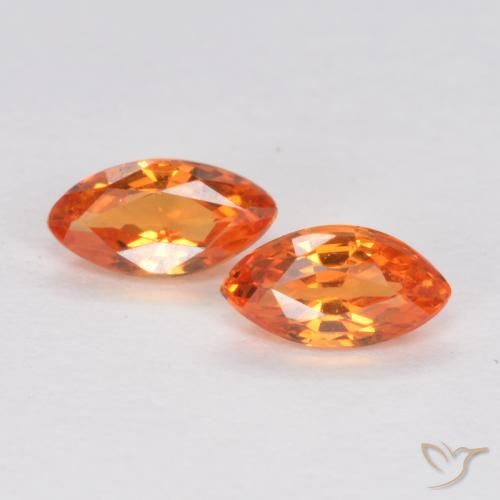 0.39ctw Naturale Arancione brillante Zaffiro, Taglio marquise, VS