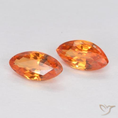 Gemme di Zaffiro Arancione brillante naturale da 0.39 ct, Taglio marquise, VS