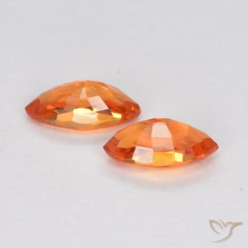 Gemme di Zaffiro Arancione brillante naturale da 0.39 ct, Taglio marquise, VS