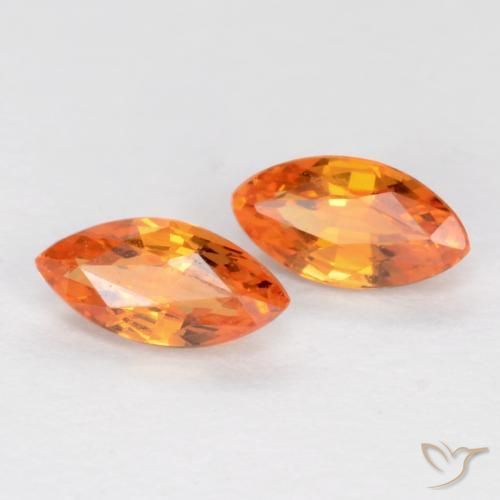 Gemme di Zaffiro Arancione brillante naturale da 0.42 ct, Taglio marquise, VS