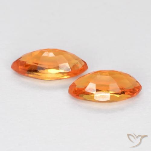 Gemme di Zaffiro Arancione brillante naturale da 0.42 ct, Taglio marquise, VS