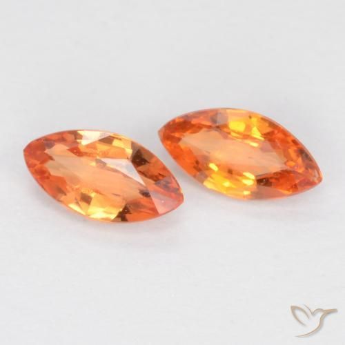 Gemme di Zaffiro Arancione brillante naturale da 0.38 ct, Taglio marquise, VS