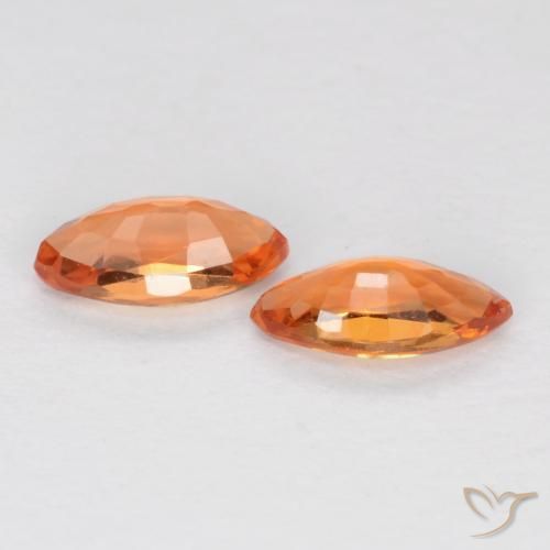 Gemme di Zaffiro Arancione brillante naturale da 0.38 ct, Taglio marquise, VS