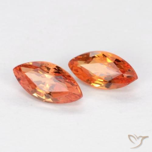 Gemme di Zaffiro Arancione brillante naturale da 0.39 ct, Taglio marquise, VS