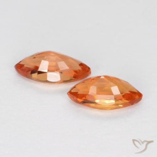 Gemme di Zaffiro Arancione brillante naturale da 0.39 ct, Taglio marquise, VS