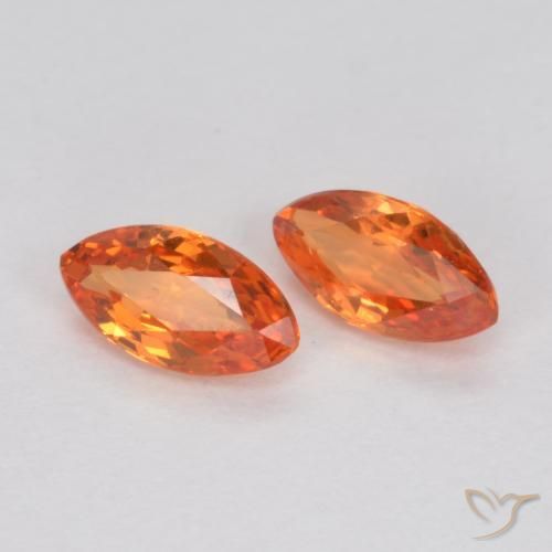 Gemme di Zaffiro Arancia Fuoco naturale da 0.40 ct, Taglio marquise, VS