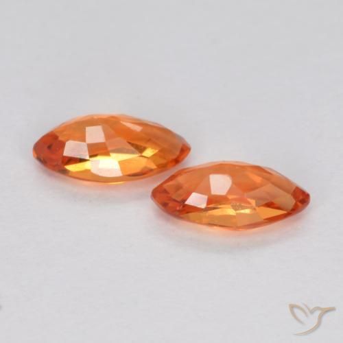 Gemme di Zaffiro Arancia Fuoco naturale da 0.40 ct, Taglio marquise, VS