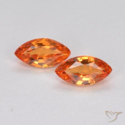0.39ctw Naturale Arancio Medio Zaffiro, Taglio marquise, VS